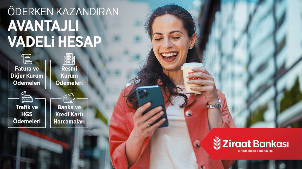 Öderken Kazandıran Avantajlı Vadeli Hesap
Ödemelerinizi Bankamızdan yaparken mevduat hesabınıza ilave faiz kazanın. Üstelik 32 günden 364 güne kadar dilediğiniz vadede! Detaylı bilgi web sitemizde. #ZiraatBankası #BirBankadanDahaFazlası