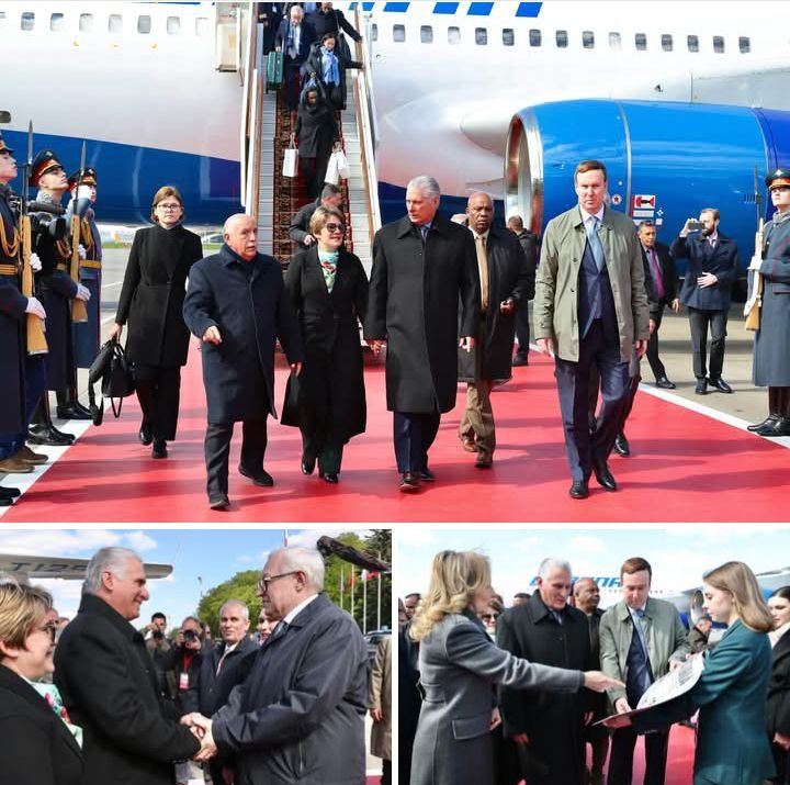 🤝| El Presidente de la República de 🇨🇺 <a href="/DiazCanelB/">Miguel Díaz-Canel Bermúdez</a>, llegó a Moscú, #Rusia para celebrar los 65 años, a cumplirse este 8 de mayo, del restablecimiento de las relaciones diplomáticas entre la Mayor de las Antillas 🇨🇺 y el hermano país eurasiático 🇷🇺.
#UJCdeCuba
#SiempreJoven