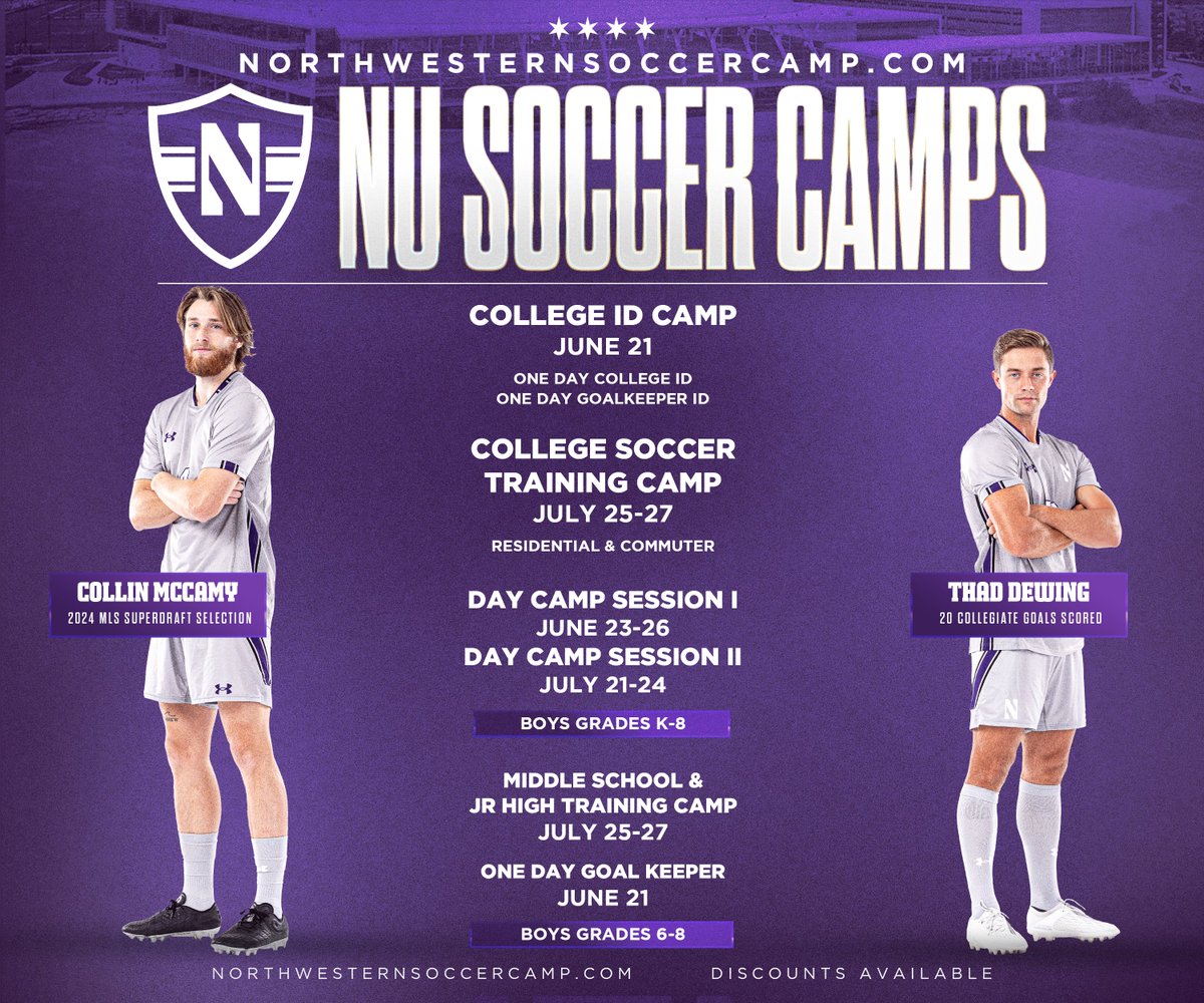 Camp SZN 🔜

Train with the best this summer at Northwestern Men's Soccer Camps!

⚽️ bit.ly/NUSoccerCamps