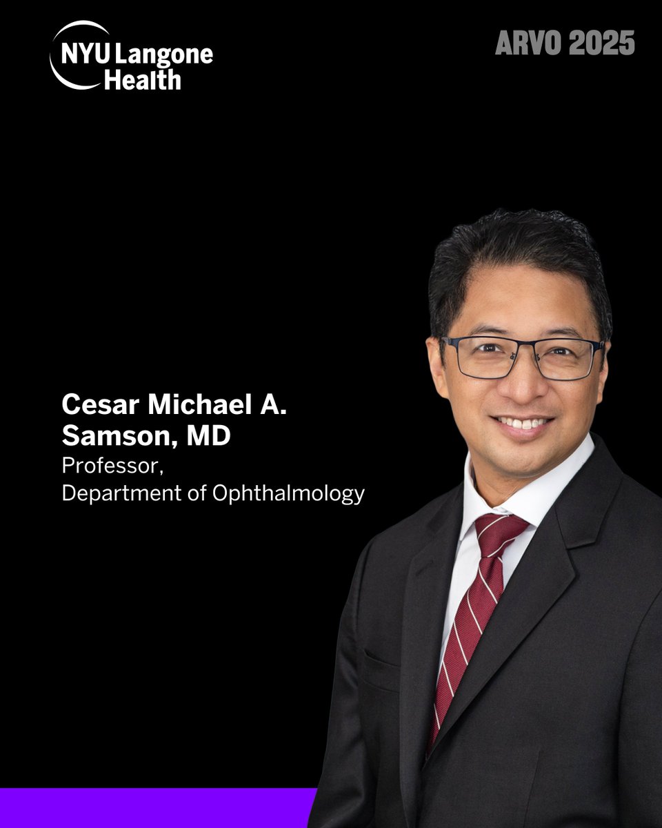 NYU Grossman School of Medicine (@nyugrossman) on Twitter photo 📅 Thursday, May 8
📝 Poster B0202
Topic: Immune Cell Profiling in Birdshot Retinochoroidopathy using single-cell RNA sequencing
Presenter: Cesar Michael A. Samson, MD
🕦 11:45AM–1:30PM | Hall A–E
#ARVO2025 <a href="/NYULangoneEye/">NYU Langone Ophthalmology</a> 📅 Thursday, May 8
📝 Poster B0202
Topic: Immune Cell Profiling in Birdshot Retinochoroidopathy using single-cell RNA sequencing
Presenter: Cesar Michael A. Samson, MD
🕦 11:45AM–1:30PM | Hall A–E
#ARVO2025 <a href="/NYULangoneEye/">NYU Langone Ophthalmology</a>