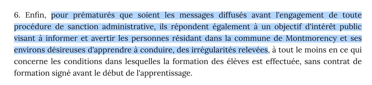 Alec ن Archambault (@alexarchambault) on Twitter photo Et rejet du recours formulé par l'auto-école contrôlée qui demandait le retrait des réseaux sociaux de la communication du <a href="/Prefet95/">Préfet du Val-d'Oise</a> sur cette affaire
(TA Cergy, 30/04/2025, 2507202)
justice.pappers.fr/decision/f1935… Et rejet du recours formulé par l'auto-école contrôlée qui demandait le retrait des réseaux sociaux de la communication du <a href="/Prefet95/">Préfet du Val-d'Oise</a> sur cette affaire
(TA Cergy, 30/04/2025, 2507202)
justice.pappers.fr/decision/f1935…