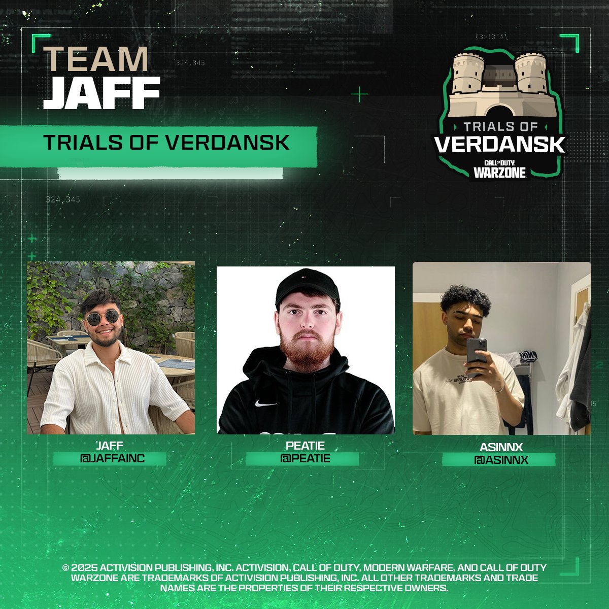 $50,000 Trials of Verdansk DAY 2 w/<a href="/jaffainc/">jaff</a> &amp; <a href="/Peatie/">Peatie</a> 

twitch.tv/asinnful