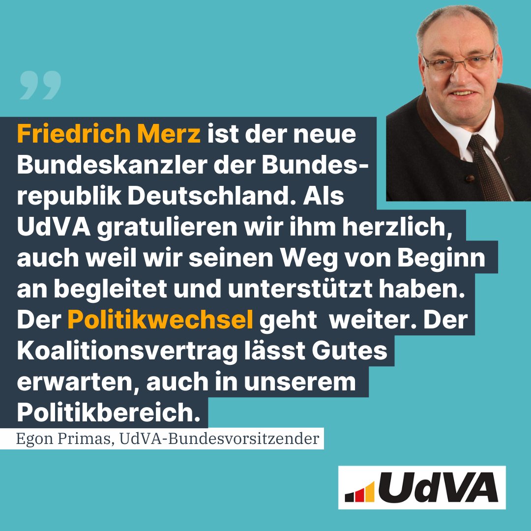 Wir gratulieren unserem Parteivorsitzenden, <a href="/_FriedrichMerz/">Friedrich Merz</a>, zur Wahl zum zehnten Bundeskanzler der Bundesrepublik Deutschland. Deutschland kommt #wiedernachvorne. #Politikwechsel