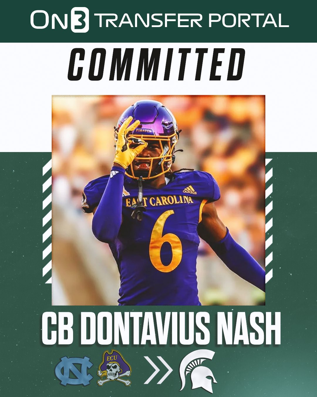 Transfer Portal on X: "BREAKING: ECU transfer CB Dontavius Nash has committed to Michigan State🟢⚪️ https://t.co/kSYG7dYADj https://t.co/jBaj3UHfr6" / X
