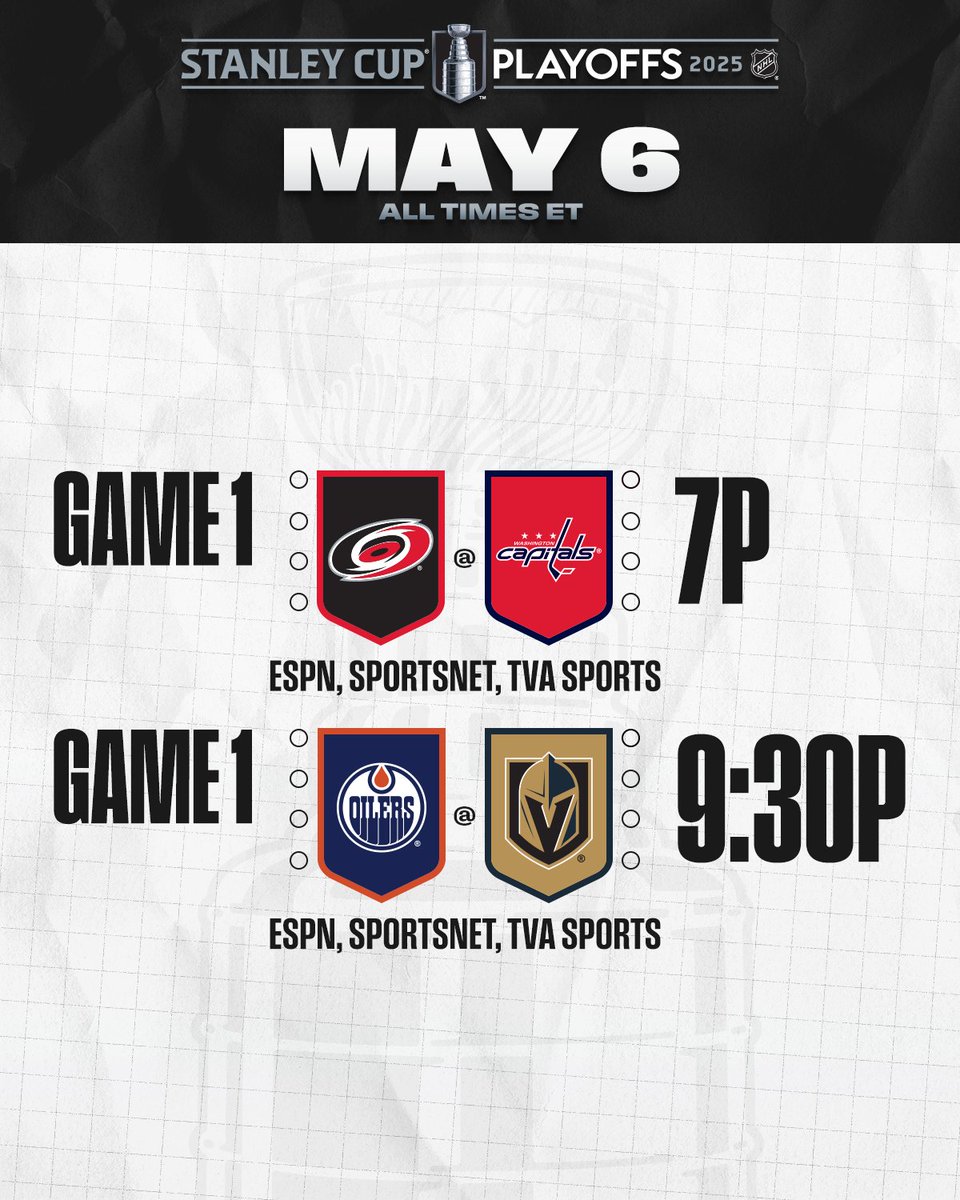 NHL (@nhl) on Twitter photo Second Round action continues tonight! 👏
•The only previous playoff meeting between the <a href="/Capitals/">Washington Capitals</a> and <a href="/Canes/">Carolina Hurricanes</a> was decided by #Game7 double-overtime action.
•The <a href="/EdmontonOilers/">Edmonton Oilers</a> vs. <a href="/GoldenKnights/">y-Vegas Golden Knights</a> series features two players who have led the playoffs in scoring in each of the Second Round action continues tonight! 👏
•The only previous playoff meeting between the <a href="/Capitals/">Washington Capitals</a> and <a href="/Canes/">Carolina Hurricanes</a> was decided by #Game7 double-overtime action.
•The <a href="/EdmontonOilers/">Edmonton Oilers</a> vs. <a href="/GoldenKnights/">y-Vegas Golden Knights</a> series features two players who have led the playoffs in scoring in each of the