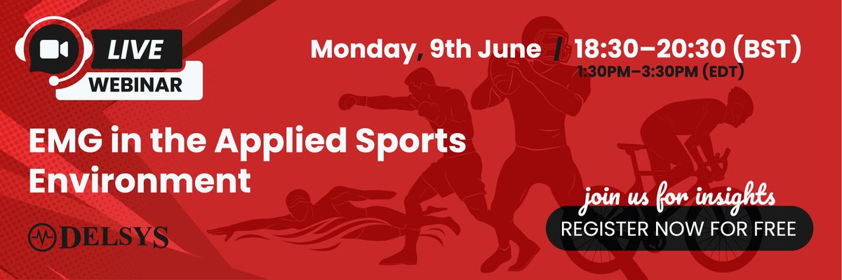 📢Don't miss out on this webinar on EMG in the Applied Sports Environment!
🗓️ 9th June | ⏰ 18:30 - 20:30 BST
💻 Learn how to use EMG effectively in sport - real-world tips, case studies &amp; practical insights.

Register for free: bit.ly/433wjDE

#EMG #AppliedSport #Delsys