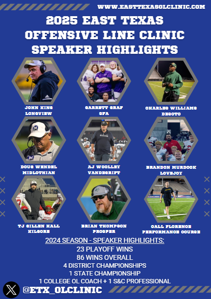 SHOUTOUT TO OUR SPONSORS

Putting on a clinic like this would not be possible with out the support of this group! Go check out their products - they are the best of the best!

ETX OL Clinic
May 31st, 2025
GET SIGNED UP ASAP!
bit.ly/ETXOLClinic
<a href="/DavidSmoak/">David Smoak</a> <a href="/Matt_Stepp817/">Matt Stepp</a>