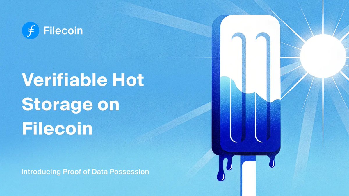 Live on mainnet: verifiable hot storage on Filecoin ☀️

With Proof of Data Possession (PDP), storage providers can cryptographically prove they have data immediately available.

Cold storage for robust copies + hot storage for fast retrievals.

More 🔗↓