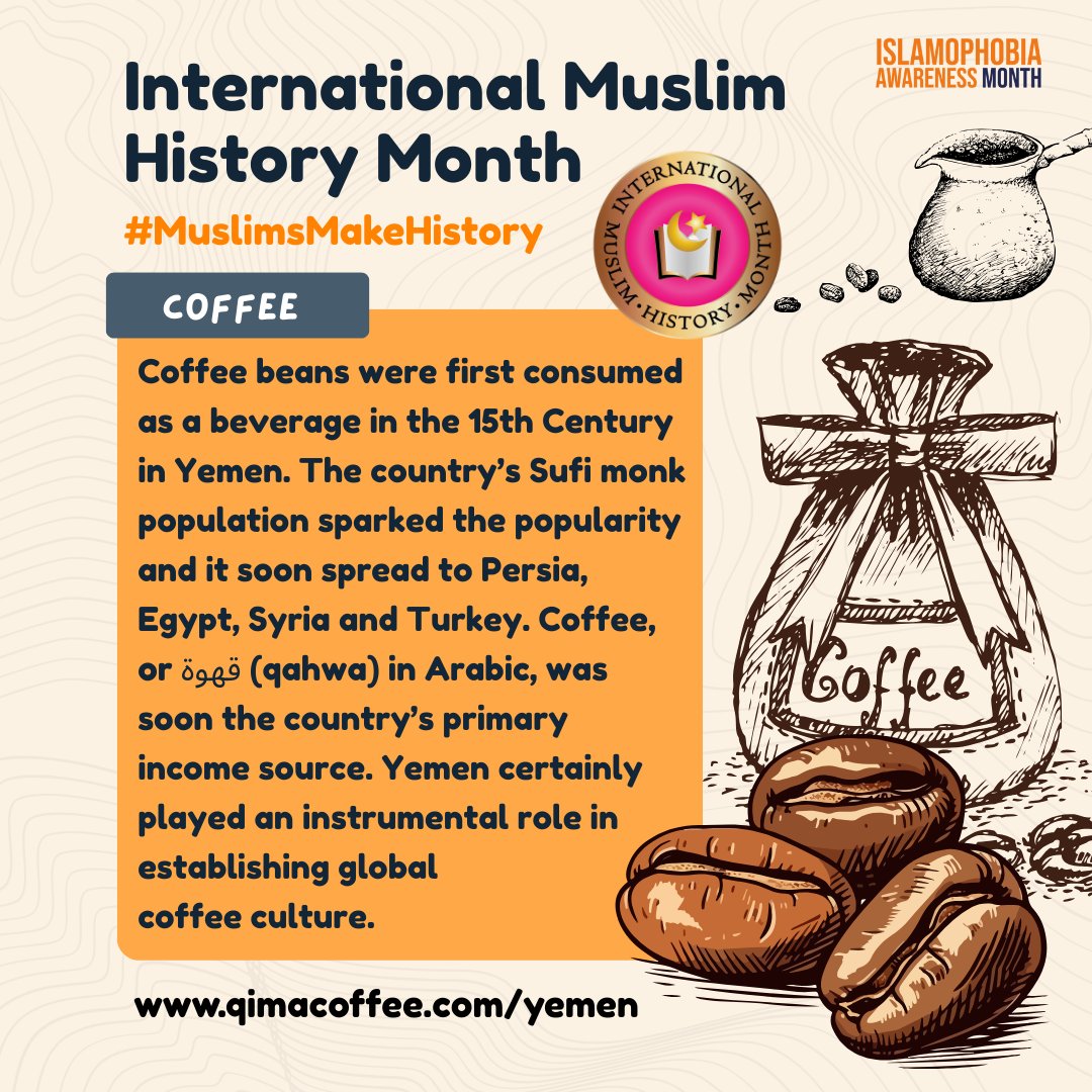 IslamophobiaAM's tweet image. #muslimsmakehistory is the theme of this year&apos;s @muslimhistorymonth ! We&apos;ll be celebrating by sharing some snippets of Muslim history that you might not be familiar with, starting with coffee ☕️