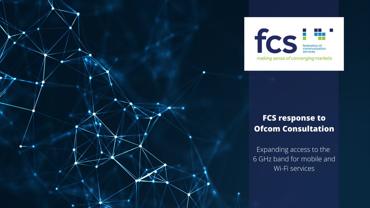 FCS responds to <a href="/Ofcom/">Ofcom</a>’s consultation: Expanding access to the 6 GHz band for mobile and Wi-Fi services.  

You can view the response on our website fcs.org.uk/consultationre…

If you have any comments on spectrum sharing, please let us know at fcs@fcs.org.uk