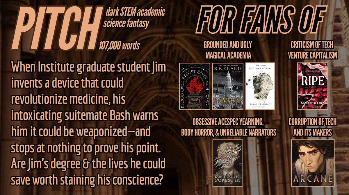 gwenvines's tweet photo. ARCANE x BLD OVR BRIGHT HVN x DISCO ELYSIUM
🧑‍🎓cut-throat postgrad STEM academia w/
🩺corrupted magic tech/ethics
🩻body horror
🤌obsessive ace yearning
🚨unreliable narrator
🛠️blacksmith biceps
🏆dangerous duels
🌿strange plants
👤&amp; the strange man growing them
#questpit #A #F #Q https://t.co/GQZ2Ewfl9W