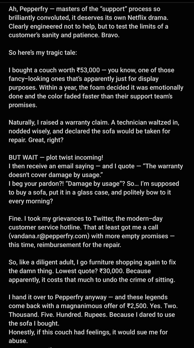 ankush_ghai's tweet photo. @Pepperfry i hope your company goes down under. https://t.co/QeKbgrsChr