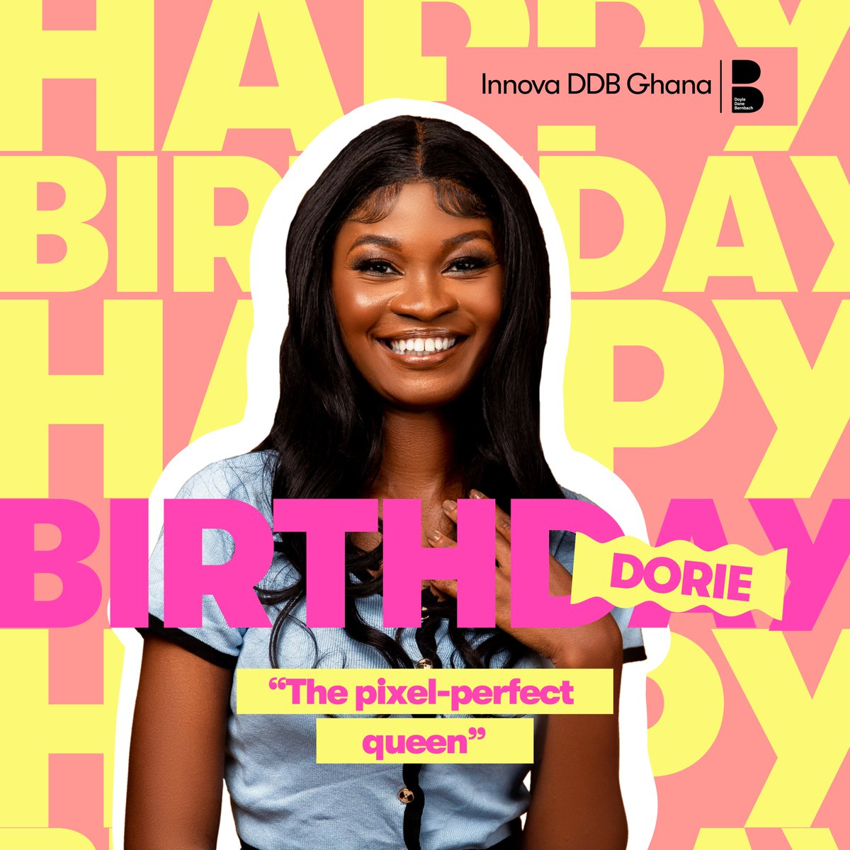 Happy Birthday to our pixel-perfect queen🥳🎂👑, @dorieankamah!
Your creativity lights up every artwork, keep shining bright!

#InnovaDDBGhana #celebrations🎉 #adagency #accra