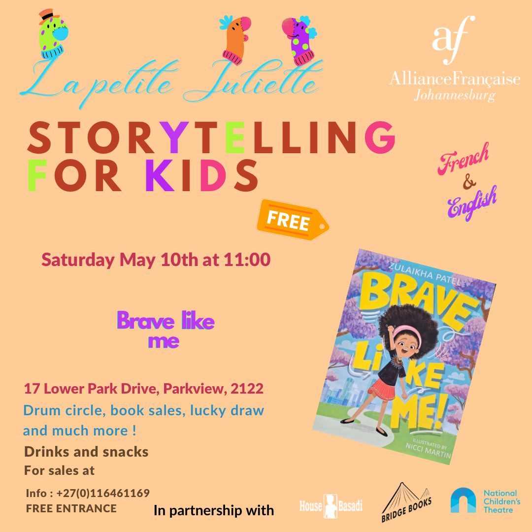 🎉 Looking for weekend fun for your little one?
Join us for a magical kids' storytelling session at Alliance Française JHB!
📅 May 10 | 🕚 11AM
📍 17 Lower Park Dr, Parkview
🎨 Storytime, art, drumming &amp; a book giveaway!
Info: 011 646 1169