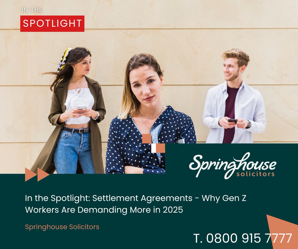 Why are Gen Z workers demanding more from settlement agreements in 2025? Springhouse Solicitors explores this trend and what it means for employees and employers. 

Read the full article here:
springhouselaw.com/in-the-spotlig…

#EmploymentLaw #SettlementAgreements #SpringhouseSolicitors