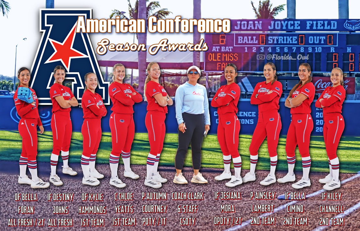 FAU Owls Nest (@fau_owls_nest) on Twitter photo ๐จBREAKING๐จ <a href="/FAUSoftball/">Florida Atlantic Softball</a> RACKS UP their BEST EVER Overall Conference Awards Showing taking #AAC Coaching Staff of the Year, Pitcher of the Year, Defensive Player of the Year, 3โฃ 1st Team, 5โฃ 2nd Team, and 2โฃ All Freshman Selections๐ฅ CONGRATS Ladies! #FAU ๐ด๐ฅ๐ฆ๐ ZOOM IN ๐ง ๐จBREAKING๐จ <a href="/FAUSoftball/">Florida Atlantic Softball</a> RACKS UP their BEST EVER Overall Conference Awards Showing taking #AAC Coaching Staff of the Year, Pitcher of the Year, Defensive Player of the Year, 3โฃ 1st Team, 5โฃ 2nd Team, and 2โฃ All Freshman Selections๐ฅ CONGRATS Ladies! #FAU ๐ด๐ฅ๐ฆ๐ ZOOM IN ๐ง