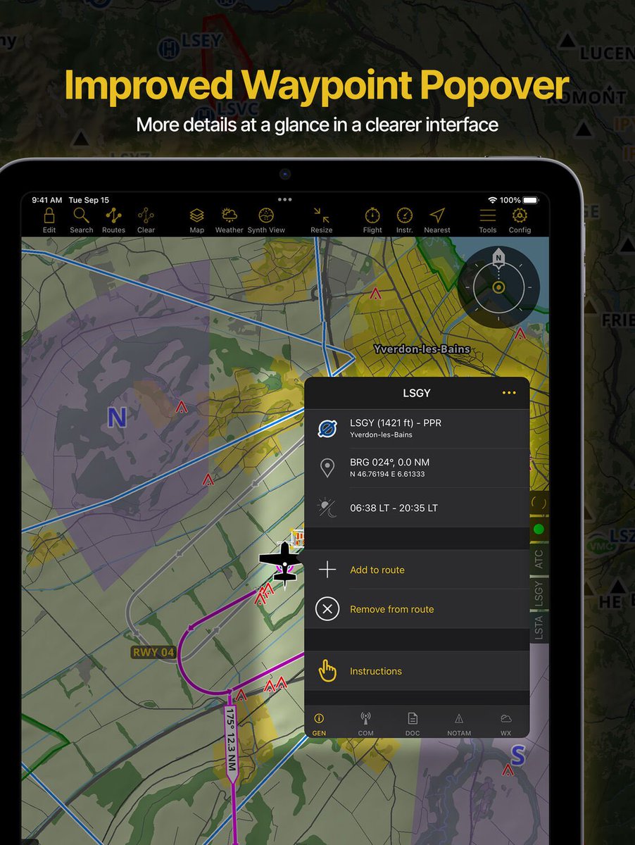 AirNavPro's tweet image. New Release: Version 8.4 Is Here!
We’re proud to introduce a first-of-its-kind AI-powered feature: an Auto VFR Route Planner that analyzes weather, airspace structure and terrain at departure time and finds the best route for your flight in seconds. Game-changing &amp;amp; Time-saving!🙌