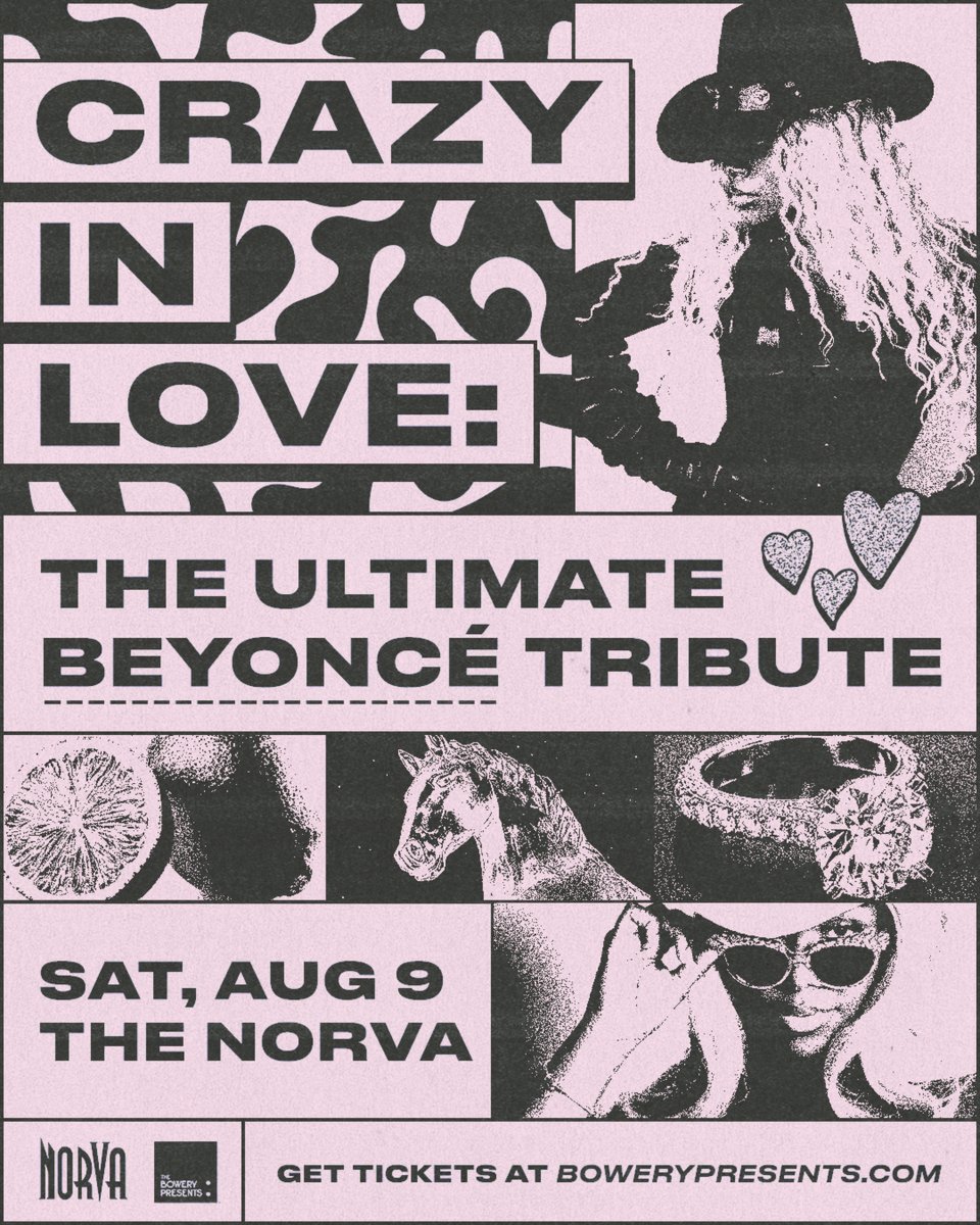 Just Announced: Crazy In Love: The Ultimate Beyoncé Tribute Sat, Aug 9 at The NorVa! Tickets available at bowerypresents.com/virginia or at The NorVa box office (Fri 10a-5p)