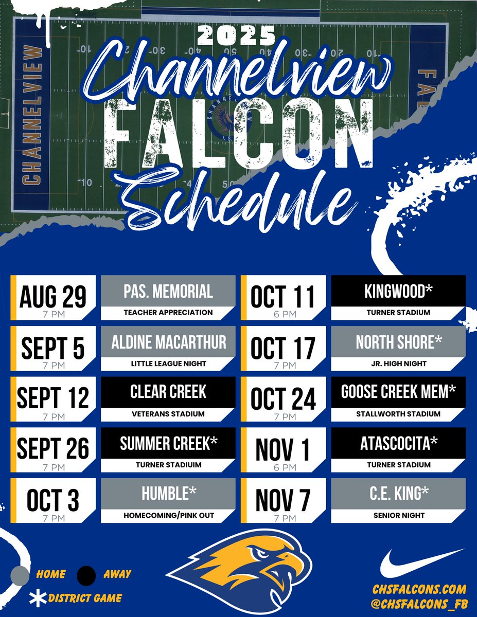 Schedule drop is here! Mark your calendars and get ready for a season full of action — don't miss a game! #GoFalcons