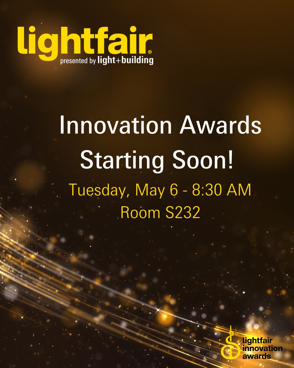 LightFair's Innovation Awards return - this year with complimentary access! Take part in celebrating the lighting industry's brightest minds this morning at 8:30 AM, now in Room S232.

Registration: lnkd.in/eAW9PsR4 

#lightfair2025 #lightfair #InnovationAwards