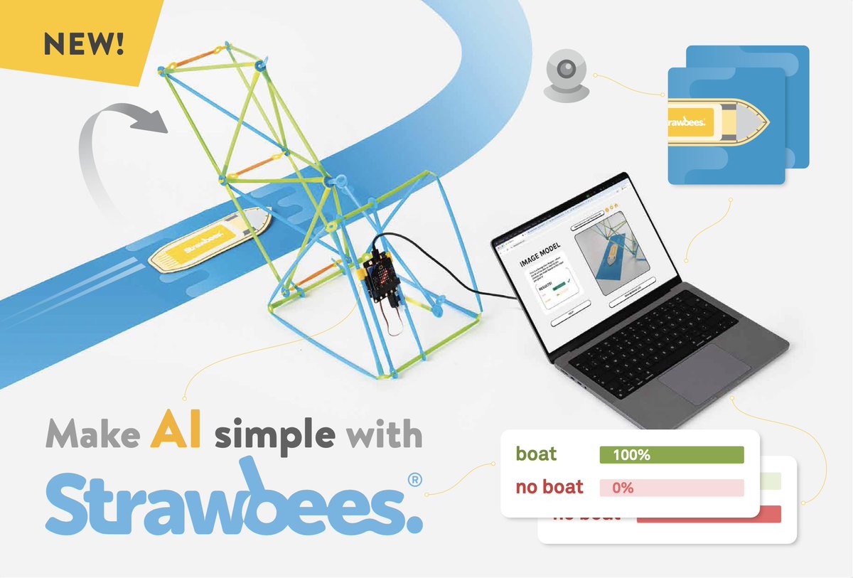 strawbees's tweet image. Explore AI in the classroom with Strawbees!
Train computers with images, sounds & poses
Build an AI Facebot 🤖
Create a smart Drawbridge 🚦
Download free e-booklets now → hubs.la/Q03lbSbc0
#AIinEducation #STEMlearning #MachineLearning #microbit #Strawbees