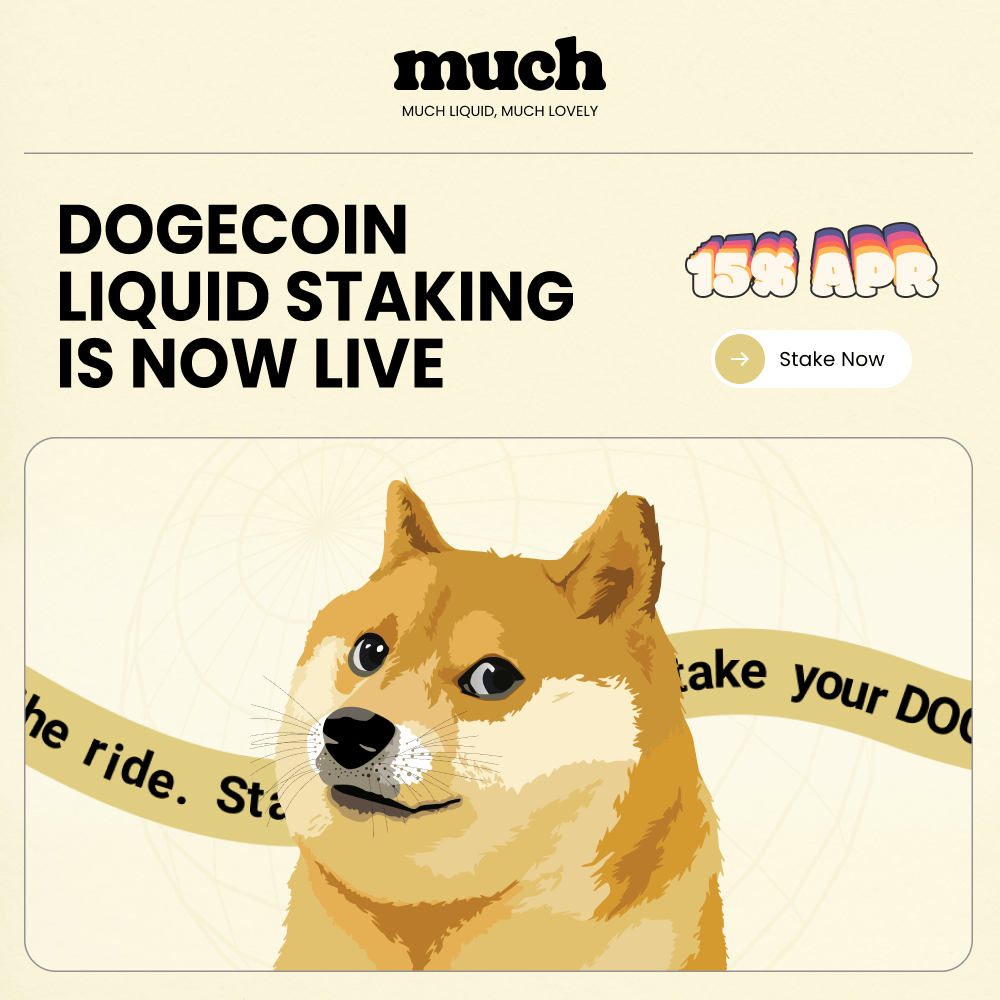 much_finance's tweet image. Earn 15% APR on your $DOGE with Liquid Staking
🤌 much.finance
Stay liquid, earn rewards, and ride the DogFi wave with $mDOGE powered by @Laika_layer2
Doge season starts now