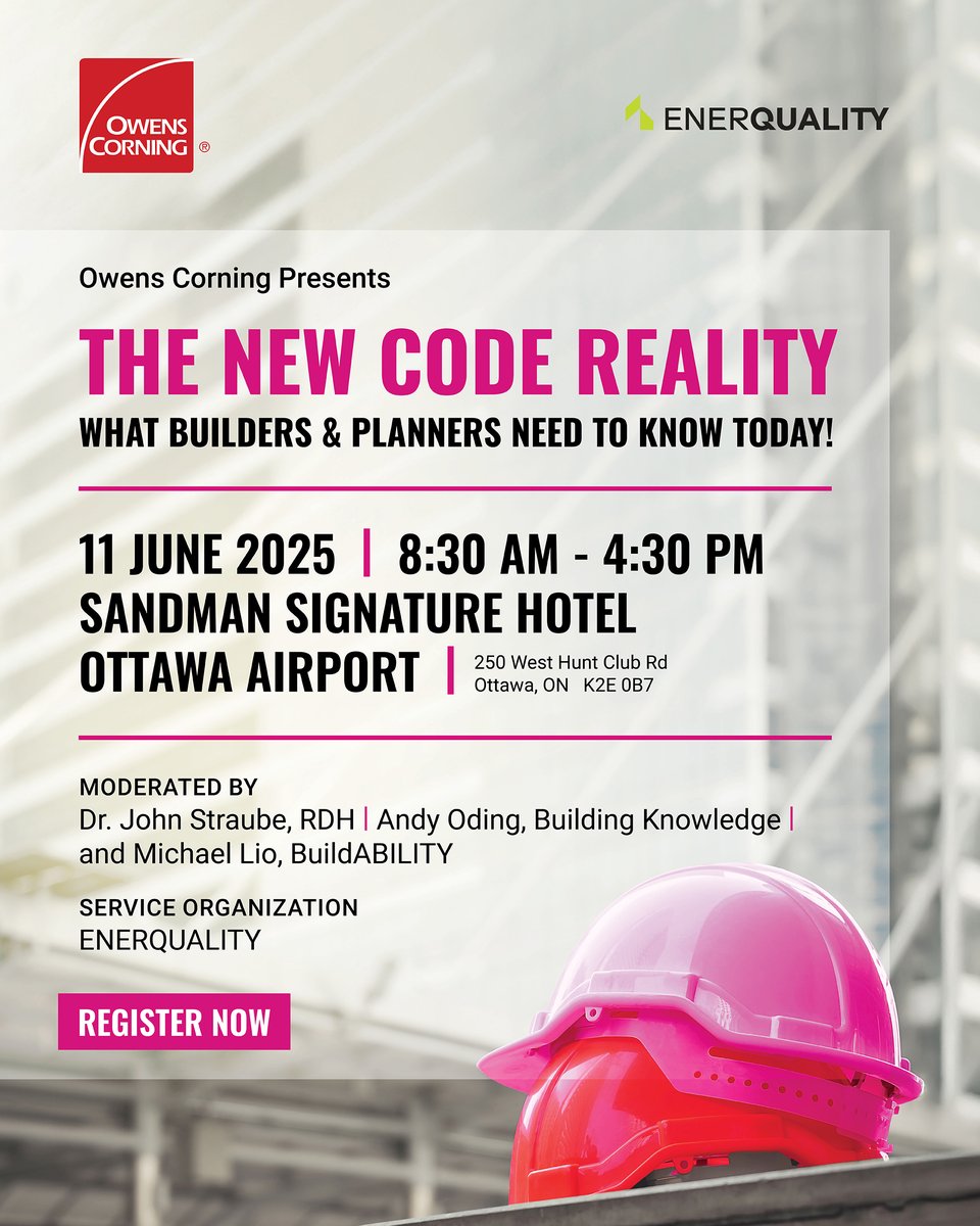 Join us in Ottawa for a full-day workshop featuring three of the industry’s top minds — all in one room:
🔹 Dr. John Straube (RDH)
🔹 Andy Oding (Building Knowledge Canada)
🔹 Michael Lio (BuildABILITY)

🔗 Spots are limited — hubs.li/Q03lfxhG0