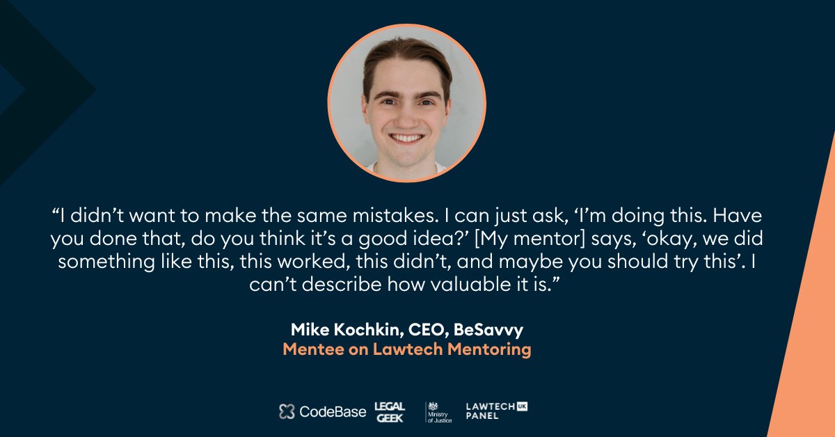 We know every startup is different. That’s why our  Mentoring programme offers tailored, one-on-one support from lawtech and legal industry professionals at no cost to you.

Are you ready to take your business further? Apply for Lawtech Mentoring today:  share-eu1.hsforms.com/12bOx-nyoT9Spu…