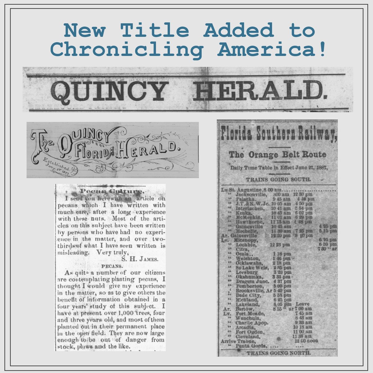 162 issues of the Quincy Herald spanning January 1887 – December 1891 have been added to Chronicling America! Check out our blog post to learn about the history of the paper: bit.ly/QH_Blog #VintageNewspapers #ChronAm