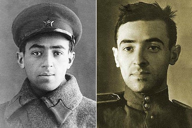 Владимир Абрамович Этуш.
Родился 6 мая 1922 года в Москве .
Доброволец.
"Как у студента театрального училища, у Володи Этуша была бронь.
В последних числах сентября 1941 года во время спектакля «Фельдмаршал Кутузов» Владимир Этуш насчитав в зале 13 человек решил для себя, что его