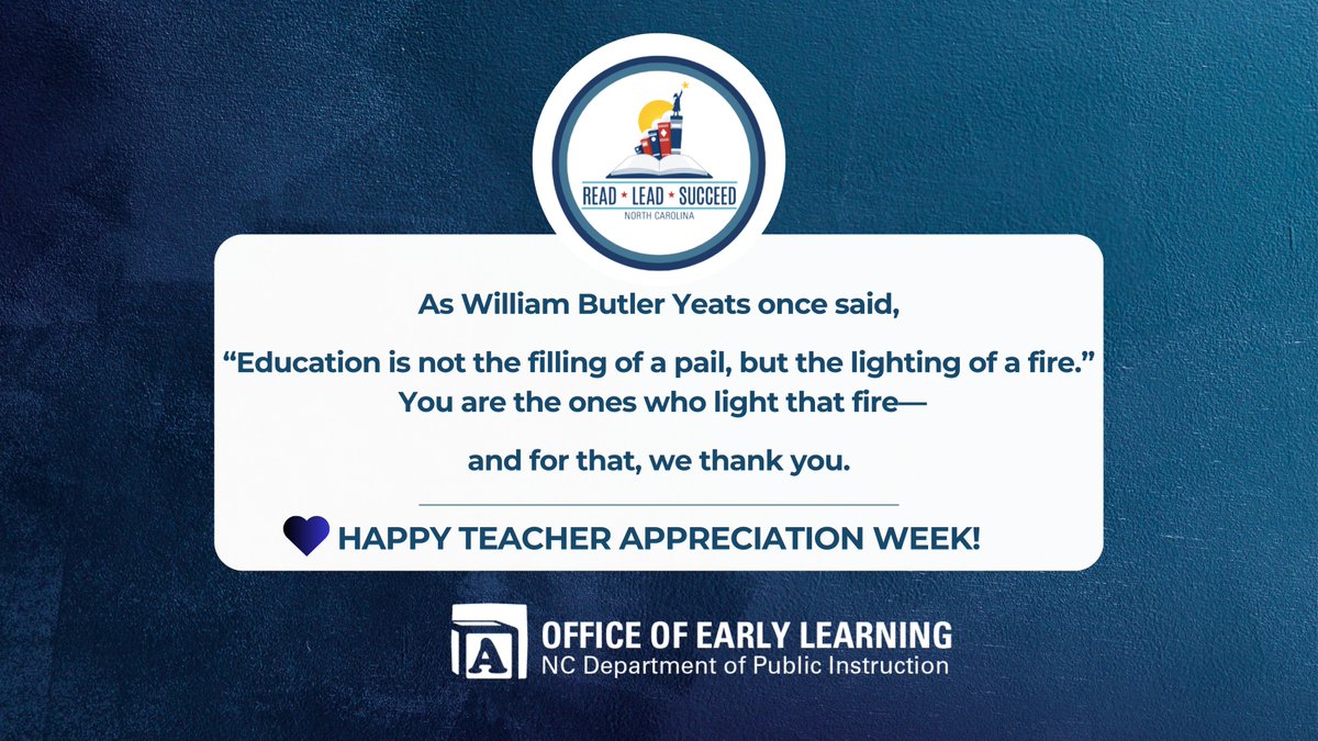 Happy Teacher Appreciation Week! OEL extends our heartfelt thanks to each of you for the passion, commitment, and care you bring to early learning every day! #ThankATeacher  #TeacherAppreciationWeek