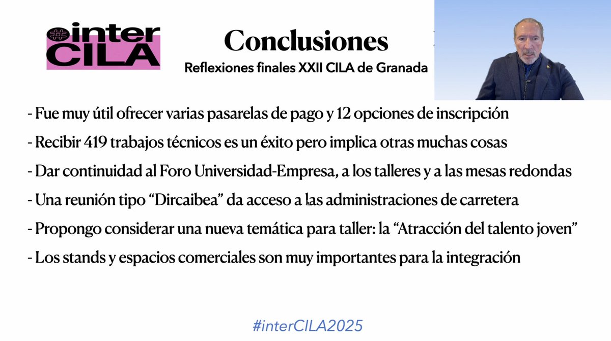 asefma (@asefma_es) on Twitter photo En sus reflexiones finales sobre #XXIICILA en #interCILA2025, <a href="/jjpotti/">Juan Jose Potti</a> destaca:
💳 Facilidad de pago online y 12 modalidades de inscripción
📚 419 trabajos técnicos
🏦 Foro #UniversidadEmpresa
💼 Reunión #DIRCAIBEA
Y propone considerar al #TalentoJoven en próximas ediciones En sus reflexiones finales sobre #XXIICILA en #interCILA2025, <a href="/jjpotti/">Juan Jose Potti</a> destaca:
💳 Facilidad de pago online y 12 modalidades de inscripción
📚 419 trabajos técnicos
🏦 Foro #UniversidadEmpresa
💼 Reunión #DIRCAIBEA
Y propone considerar al #TalentoJoven en próximas ediciones