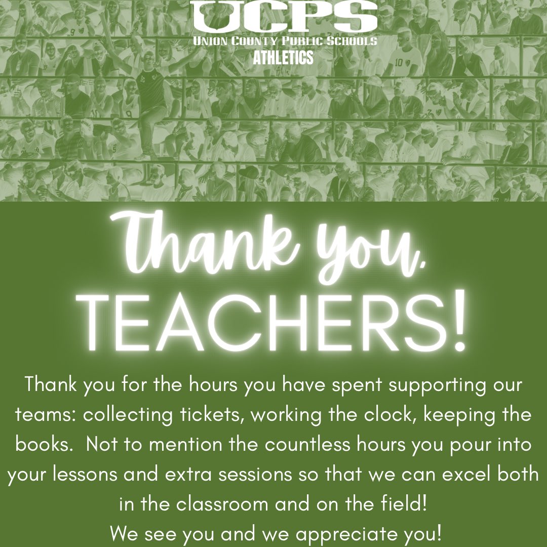 Thank you, teachers! <a href="/UCPSNC/">Union County Public Schools</a> <a href="/AGHoulihan/">Andrew G. Houlihan</a>