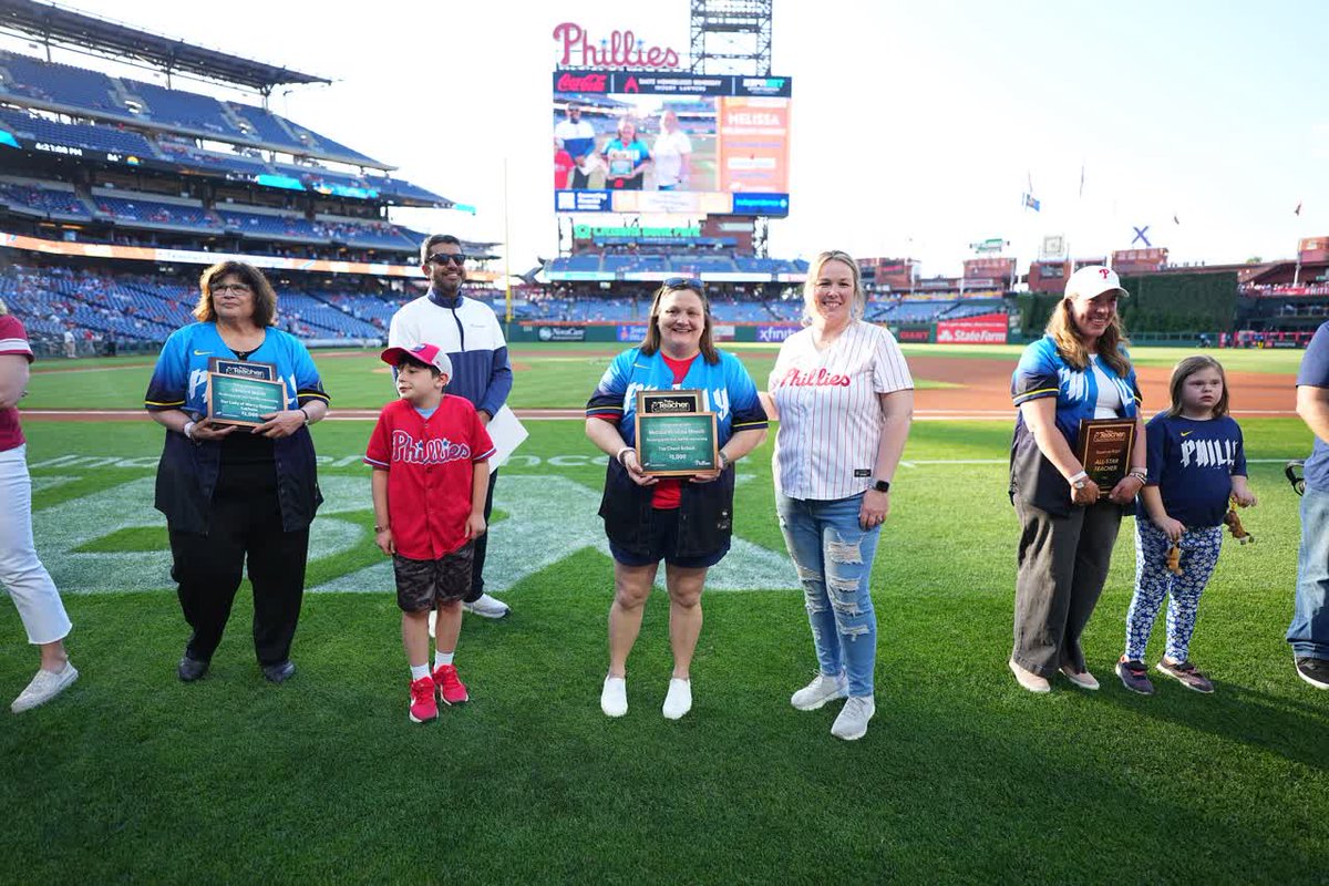 Philadelphia Schools (@phlschools) on Twitter photo Before last Friday's game, the <a href="/Phillies/">Philadelphia Phillies</a> hosted the 25th annual Teacher Appreciation Night, honoring 10 educators—each receiving a $1,000 donation for their school! Congrats Kelly Castelli (Samuel Gompers ES) and Melissa Kelshaw Minniti (Fox Chase School)! #PHLed 📸 Mitchell Leff Before last Friday's game, the <a href="/Phillies/">Philadelphia Phillies</a> hosted the 25th annual Teacher Appreciation Night, honoring 10 educators—each receiving a $1,000 donation for their school! Congrats Kelly Castelli (Samuel Gompers ES) and Melissa Kelshaw Minniti (Fox Chase School)! #PHLed 📸 Mitchell Leff