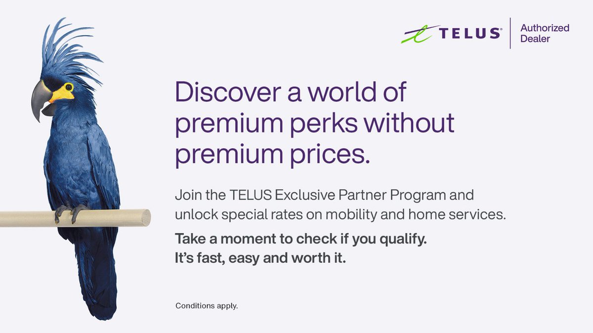 Fly into savings with TELUS! 🐦

Join the TELUS Exclusive Partner Program and claim your special discounts on the latest smartphones, 5G+ plans, internet, streaming and health services.

Find out if you qualify today: portal.smartcell.ca/teluseppdeals
