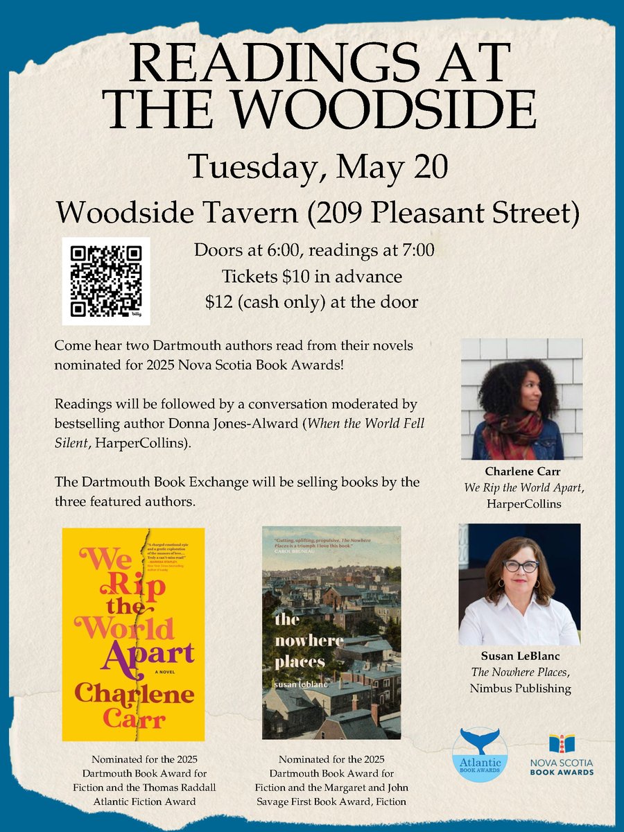 dartsidecali's tweet image. I hear there are only 50 tickets available for sale, and they are selling fast. #books #litchat #booktok #dartmouth #dartside @DT_Dartmouth  #weriptheworldapart #thenowhereplaces @NimbusPub @HarperCollins #whentheworldfellsilent #halifax