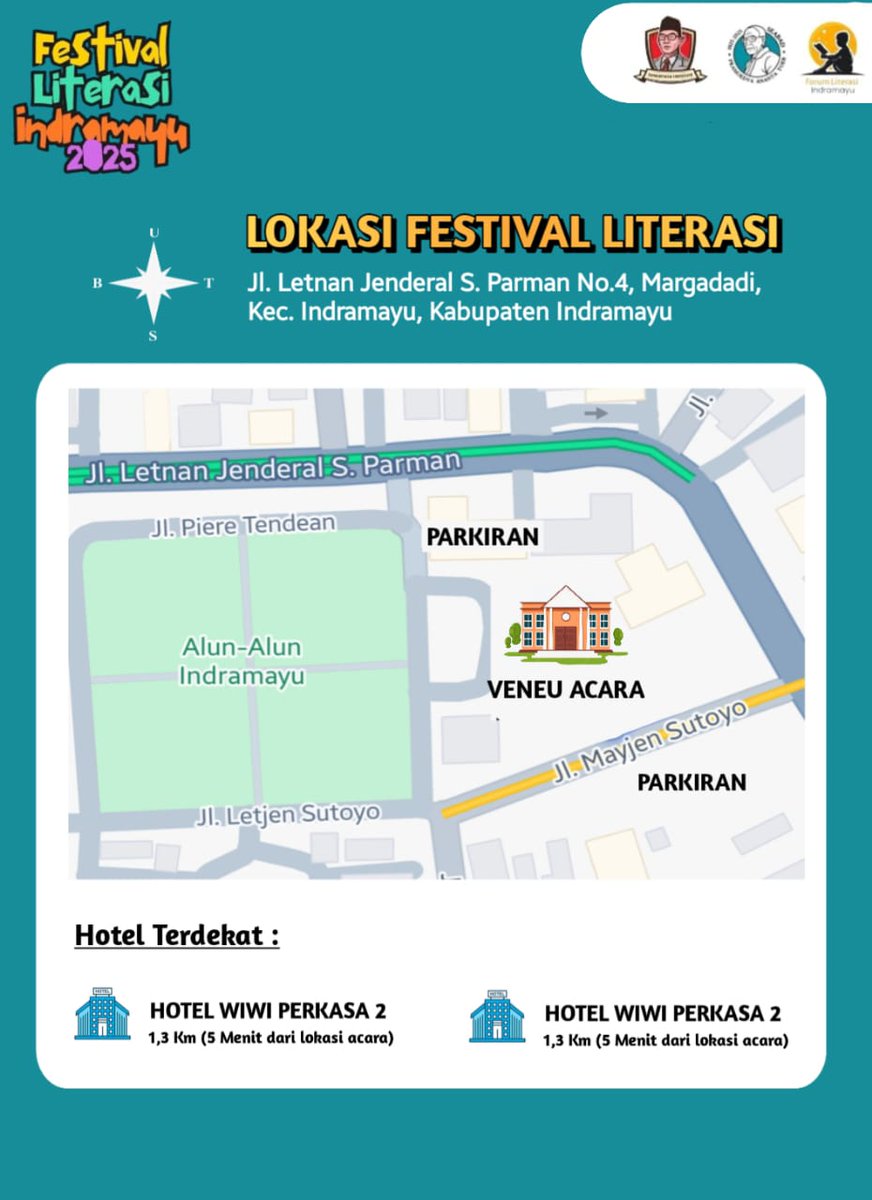 📍Festival Literasi Indramayu 2025 &amp; Perayaan Seabad Pram
Gedung Landraad, Alun-Alun Indramayu
7–15 Mei 2025

Karena membaca Pram, berarti membaca kembali Indonesia.
Karena Festival ini bukan hanya perayaan, tapi gerakan!

🔗Info lengkap &amp; jadwal: bit.ly/3GtcLB1