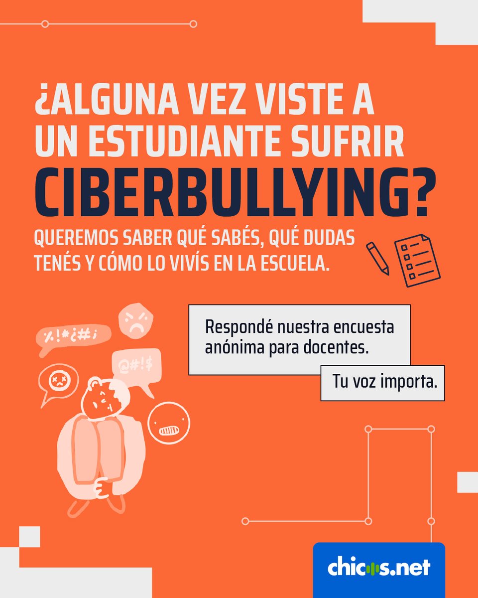 Si sos docente estás todos los días ahí. Escuchás, acompañás, detectás lo que a veces nadie más ve. Por eso, en el mes contra el Acoso Escolar, queremos conocer tu experiencia. 
Participá en esta encuesta es.surveymonkey.com/r/6YCQJNG