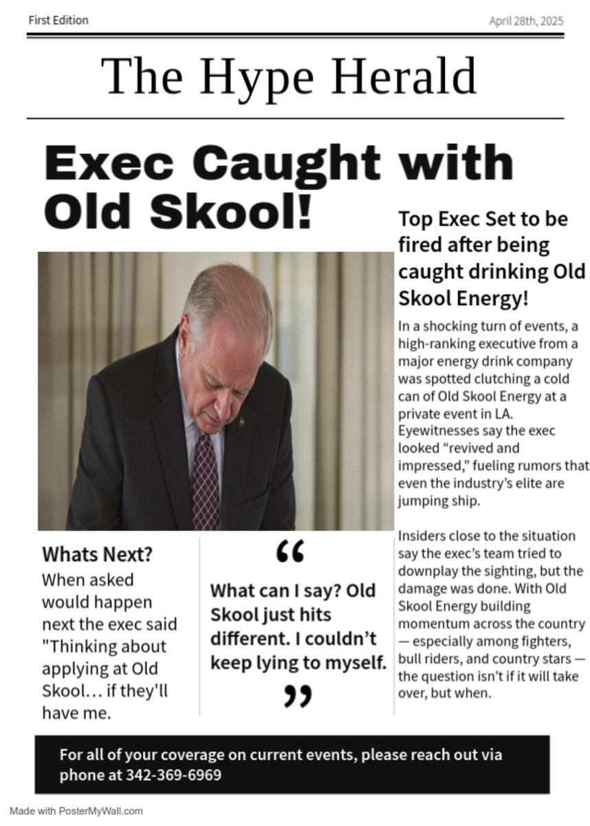BREAKING: Rival energy drink exec FIRED after being caught slamming an Old Skool in the break room.
Turns out even he couldn’t resist the real ones.
No loyalty when the flavor hits like that.
theoldskoolenergy.com

#ose #oldskool #oldskoolenergy #osaf #breakingnews