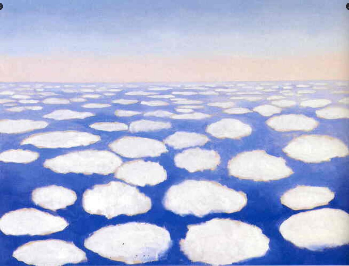 #followart #artmaster 
Georgia O'Keeffe
Above the Clouds I, 1962–1963
Oil on canvas, 36 1/8 x 48 1/4 inches
Georgia O'Keeffe Museum
collections.okeeffemuseum.org/object/44/