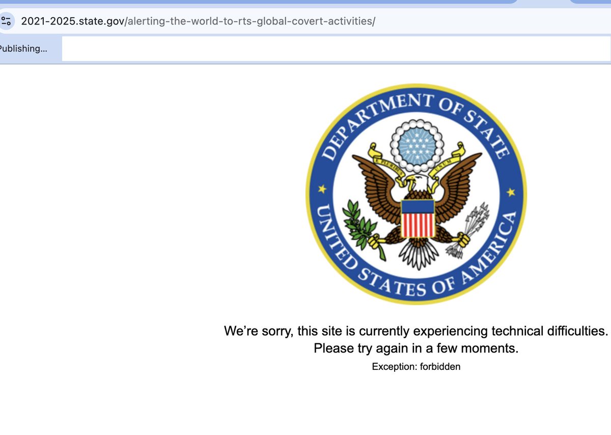"The United States supports the free flow of information."
Just read this from an archived page of the US department of state website. When you try to get to the live link, the information is not available. ⛔️
#accesstoinformation #freepress #Trumpauthoritarianism