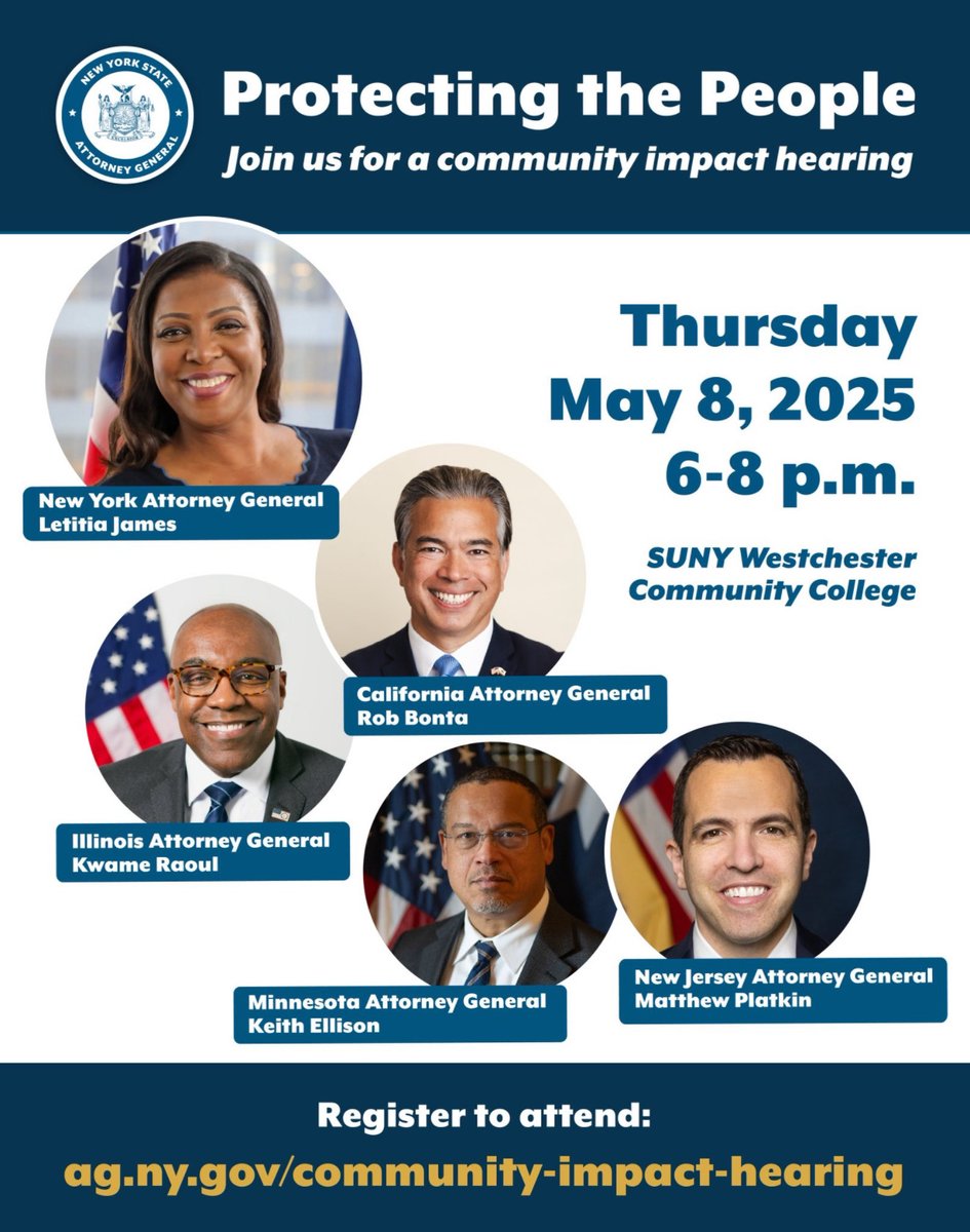 Sandra Ung 黄敏仪 (@cmsandraung) on Twitter photo The office of <a href="/NewYorkStateAG/">NY AG James</a> is hosting a free event this Thursday from 6 to 8 PM with her colleagues from across the nation to discuss the impact of the Trump administration and her office’s work to protect the rights of everyday New Yorkers. RSVP here: ag.ny.gov/community-impa… The office of <a href="/NewYorkStateAG/">NY AG James</a> is hosting a free event this Thursday from 6 to 8 PM with her colleagues from across the nation to discuss the impact of the Trump administration and her office’s work to protect the rights of everyday New Yorkers. RSVP here: ag.ny.gov/community-impa…