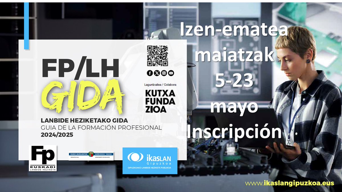 Cómo hacer la inscripción en FP 2025-2026 (5-23 de mayo), paso a paso, video tutorial // Nola egin Izen-ematea Lanbide Heziketan 2025-2026, Bideo tutoriala: : youtu.be/X6H6QPP62Ug