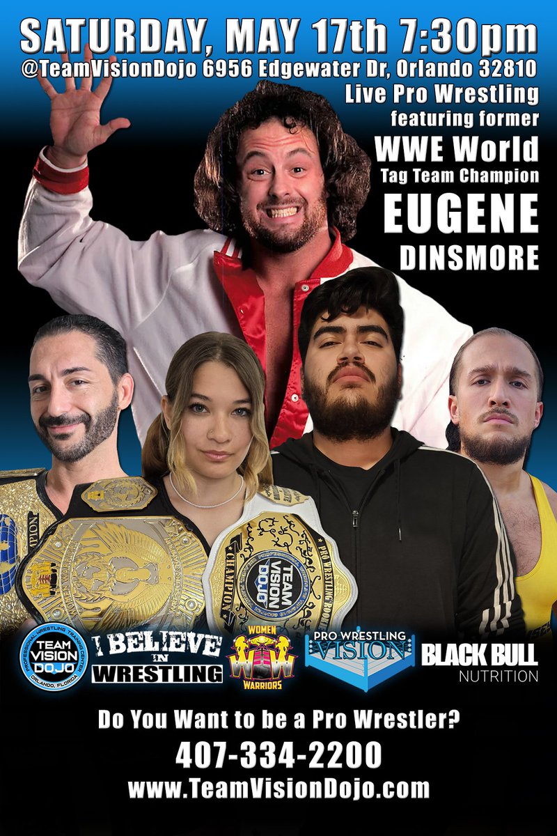 Next Saturday #TeamVisionDojo in #OrlandoFL

🎟 teamvisiondojo.com

#ProWrestling #WrestlingEvent #LiveWrestling #WrestlingFans #WrestlingShow #Orlando #OrlandoEvents #OrlandoWrestling #ThingsToDoOrlando #FloridaWrestling #CentralFloridaEvents #OrlandoNightlife #wwebacklash
