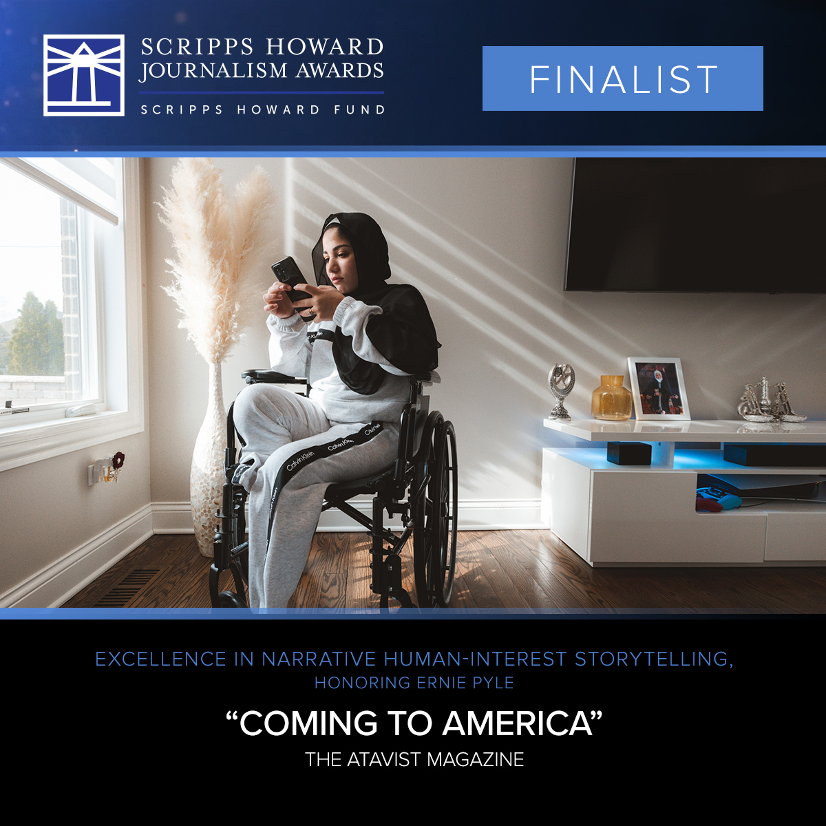 Congratulations to <a href="/atavist/">The Atavist Magazine</a> for being named a #SHJAwards finalist in Excellence in Narrative Human-Interest Storytelling, honoring Ernie Pyle, for "Coming to America.”