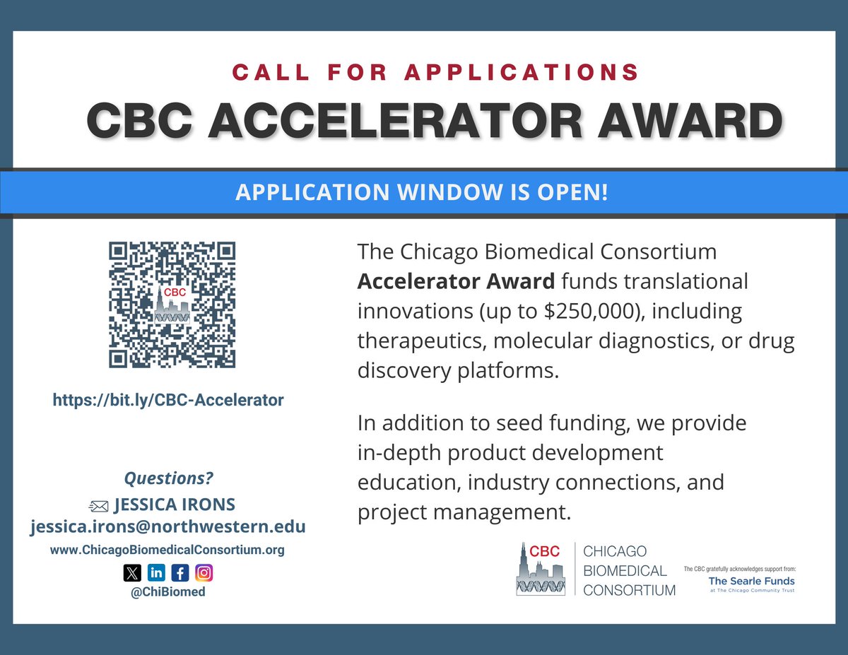 The CBC Accelerator Award isn’t just about funding—it’s about connections. Awardees gain access to:

🤝 Mentorship from industry leaders
📈 Support in navigating commercialization

Be part of something bigger—apply now! 
🔗 bit.ly/CBC-Accelerator
📅 Deadline: July 1, 2025
