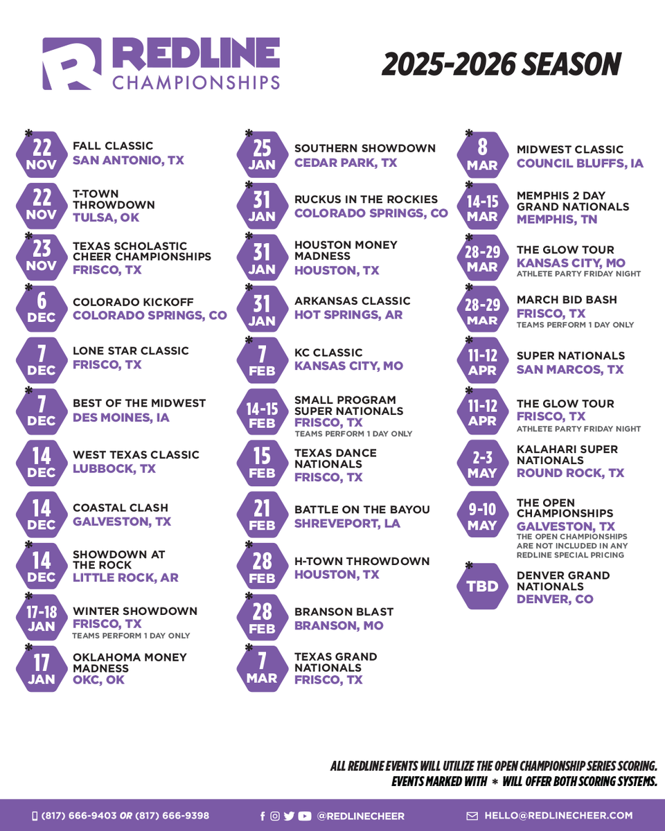 Just announced: brand new 2-day events coming to Memphis, Tennessee and Denver, Colorado, plus an epic season finale at the stunning Kalahari Resort in Round Rock, Texas!

Mark your calendars and join the Redline family for what promises to be our most exciting season yet! 🔥