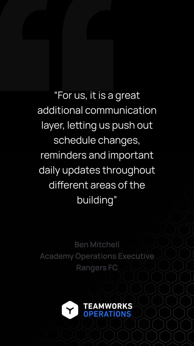 Teamworks (@teamworks) on Twitter photo Digital Displays on Hub offer a dynamic solution with live, essential updates across training ground screens, ensuring that players and staff are always informed.
Learn more about how <a href="/benmitchell97/">Ben Mitchell</a> with <a href="/RangersFC/">Rangers Football Club</a> use the system throughout the academy buildings: Digital Displays on Hub offer a dynamic solution with live, essential updates across training ground screens, ensuring that players and staff are always informed.
Learn more about how <a href="/benmitchell97/">Ben Mitchell</a> with <a href="/RangersFC/">Rangers Football Club</a> use the system throughout the academy buildings: