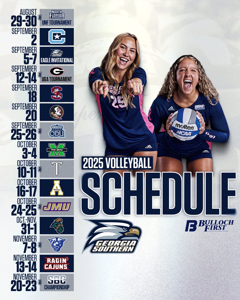 GSAthletics_VB's tweet image. Volleyball comin' your way this fall 🍁
📰GSEagles.com/25VBSchedule
#HailSouthern
