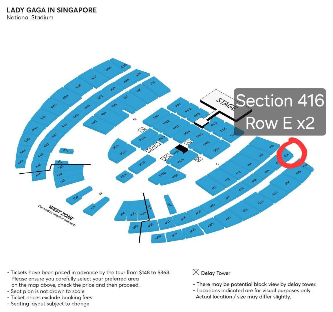 chloeptx's tweet photo. WTS LADY GAGA 2x (21 May) cause im going to the show on 18th!

Date: 21 May
Seat: Section 416, Row E x2
Price: $556 (open to discounts!!)

PM me if interested, can meet in KL or SG!!

#LadyGaga #LadyGagalnSingapore
#MAYHEM #LadyGagainSG #MAYHEMinSG https://t.co/7h4Io684w3